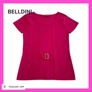 Belldini Barbie Pink Sparkle Buckle Accent NWOT sz M Soft Sweater Top Blouse Y2K